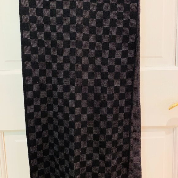Auth LOUIS VUITTON Echarpe Petit Damier M70028 Dark Gray Black MR0135 Scarf Wool - Picture 5 of 16